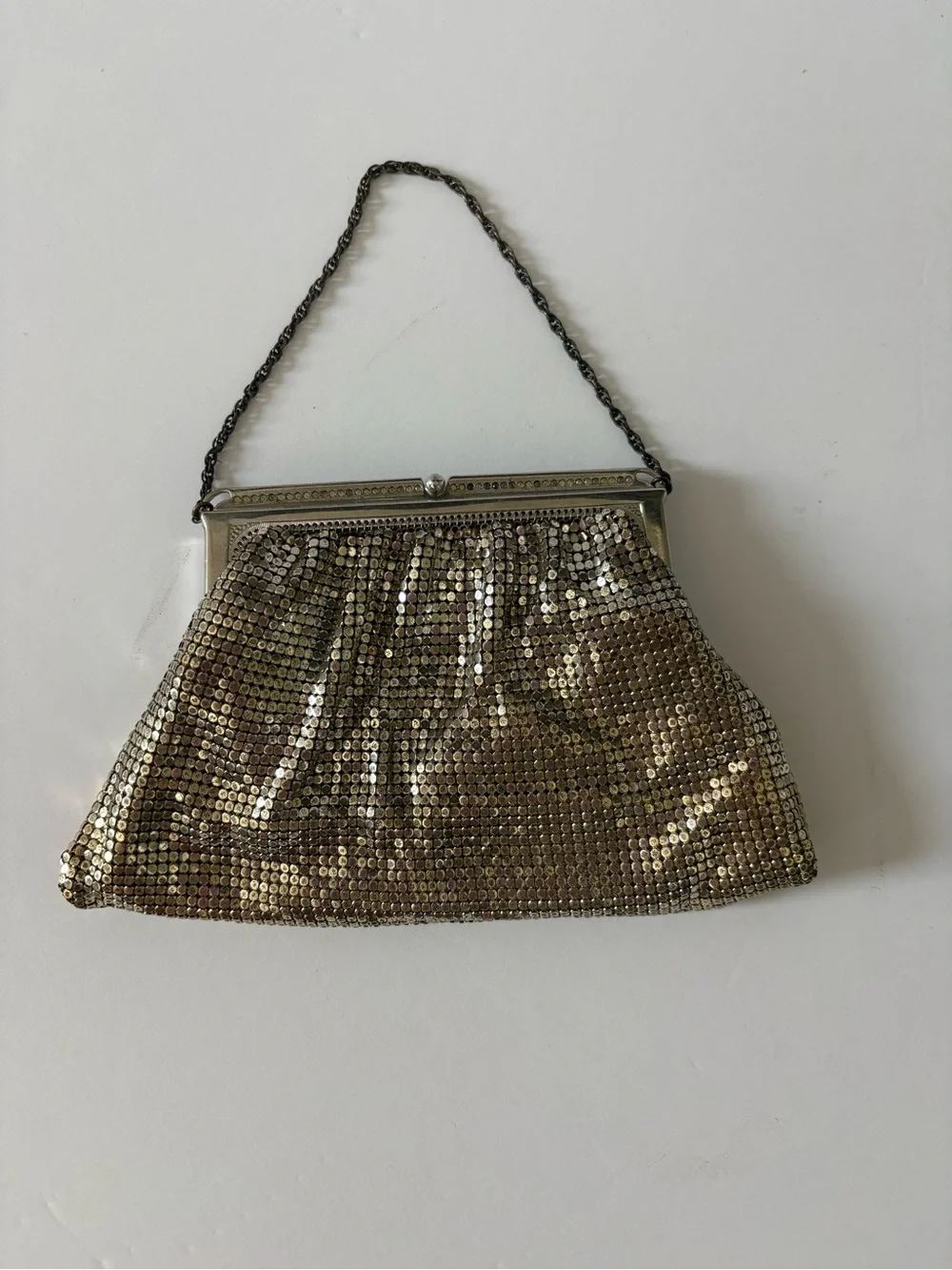 Antique Whiting & Davis Mesh Evening Bag with Chain Handle